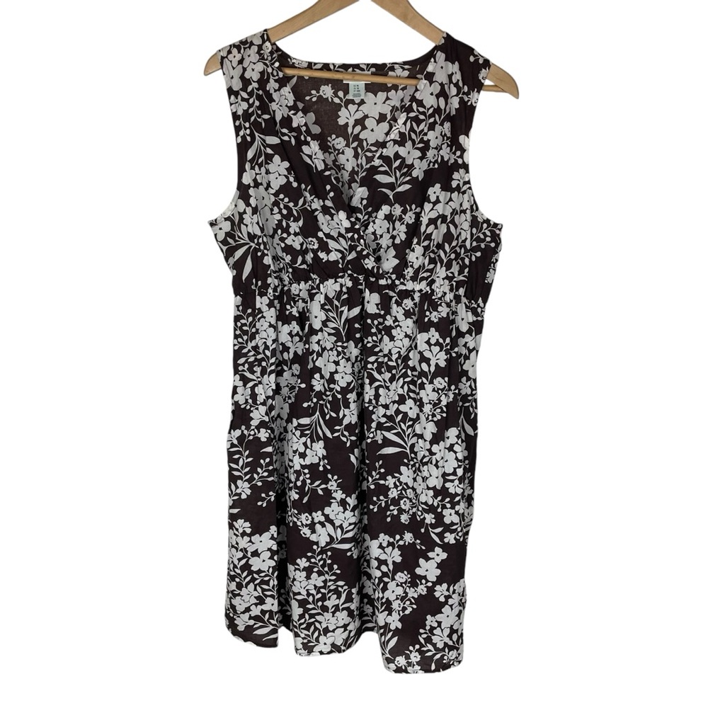 Motherhood Maternity Brown White Floral‎ Sleeveless Dress Sleeveless Cotton XL